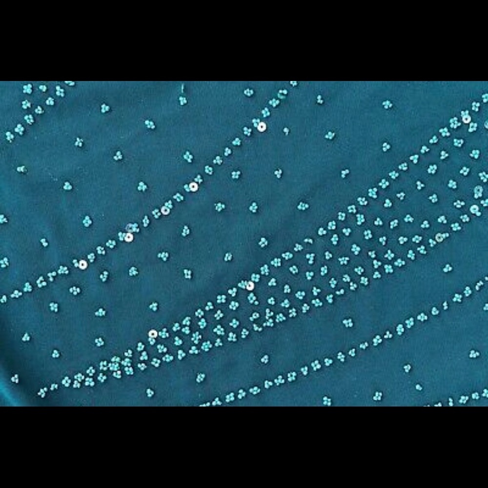 STUDIO Y WORN ONCE AQUA GREEN STRETCHY EMBELLISHED SLEEVELESS TANK XS - Picture 5 of 11